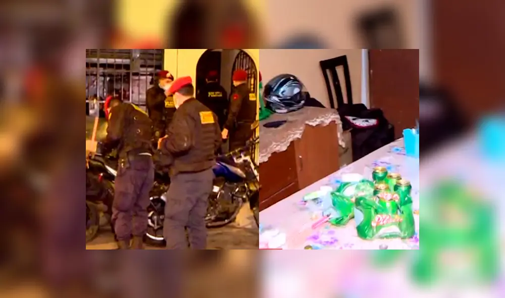 PNP detuvo a dos personas durante la intervención a una fiesta hecha por motorizados en Surquillo. Composición: La República. PNP detuvo a dos personas durante la intervención a una fiesta hecha por motorizados en Surquillo. Composición: La República.
