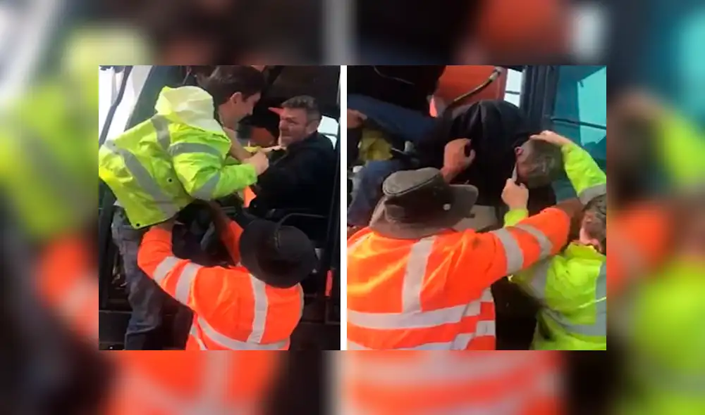 El enfurecido hombre también destrozo un camión, luego que su jefe no le permitió trabajar porque estaba borracho y drogado. Vía Facebook. Foto: captura El enfurecido hombre también destrozo un camión, luego que su jefe no le permitió trabajar porque estaba borracho y drogado. Vía Facebook. Foto: captura