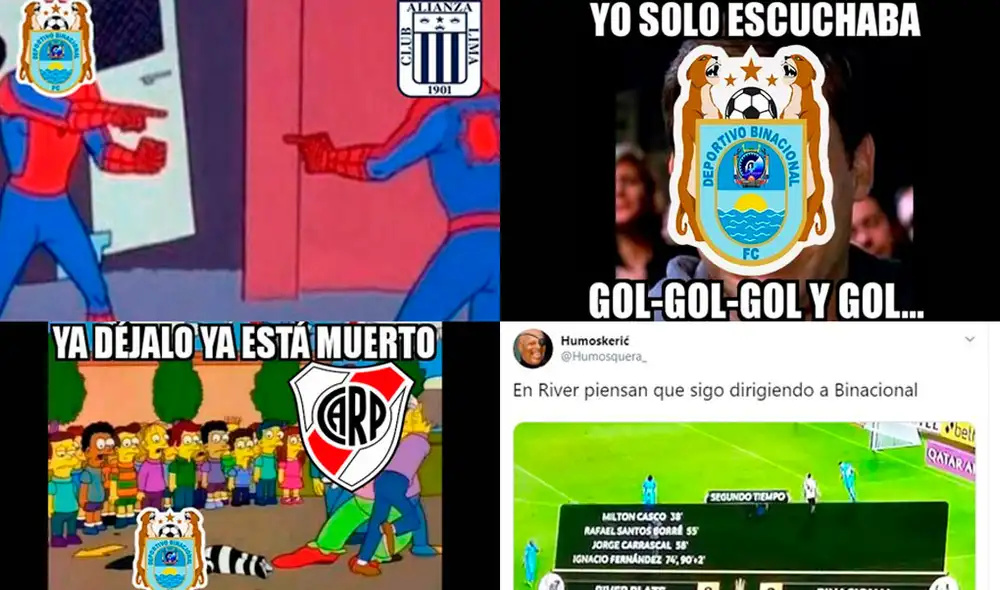 Mira los mejores memes de la derrota de Binacional ante River Plate. Foto: Redes Sociales