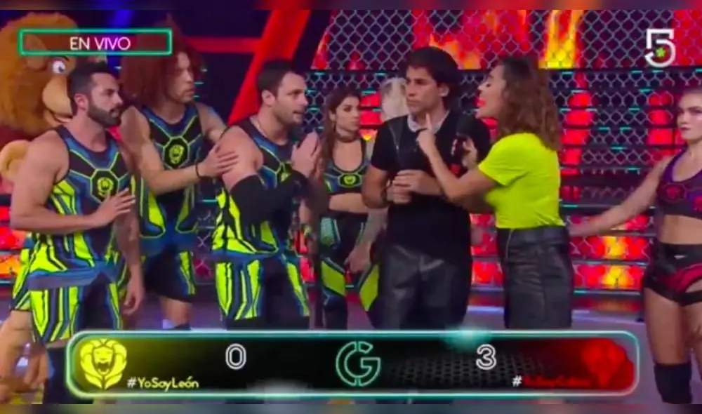 Luego de discutir por un punto de la competencia, Macky González expresó que había sido empujada por el integrante del equipo de ‘Los leones’. | Foto: Captura Televisa