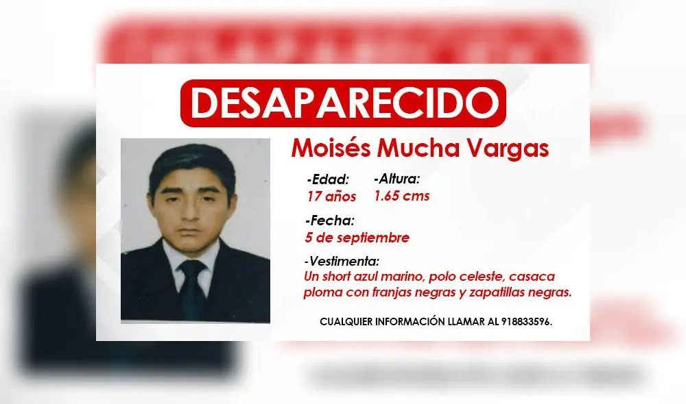 Moisés Mucha Vargas se encuentra desaparecido desde el último 5 de septiembre. Piden ayuda para su ubicación. Créditos: Composición LR. Moisés Mucha Vargas se encuentra desaparecido desde el último 5 de septiembre. Piden ayuda para su ubicación. Créditos: Composición LR.
