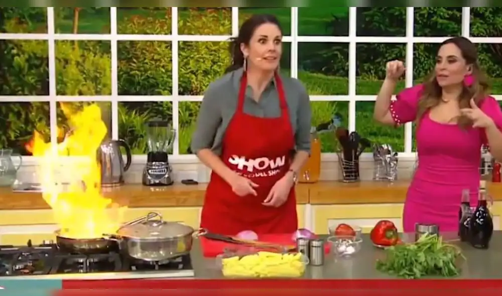 Rebeca Escribens casi incendia el set de América hoy hace un año. | FOTO: Captura América TV. Rebeca Escribens casi incendia el set de América hoy hace un año. | FOTO: Captura América TV.