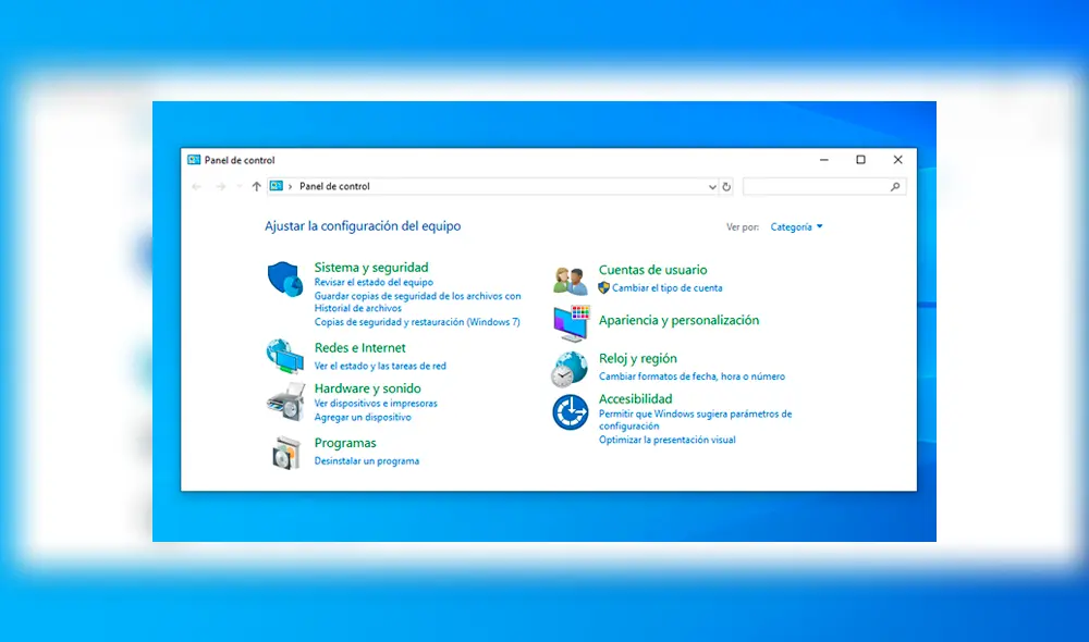 Microsoft aseguró que el Panel de control no iba a desaparecer, pero sigue relegándolo a un segundo plano y quitándole funciones. Imagen: Captura.