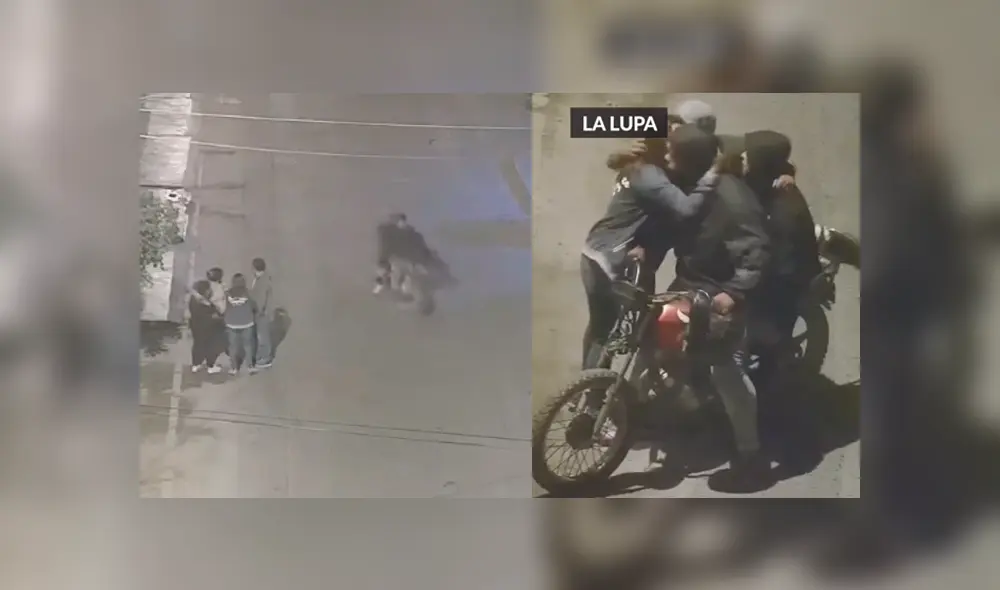 Video es viral en Facebook. Luego del robo, la mujer se despidió del delincuente que, al parecer, sería un conocido, ya que recibió un abrazo y un beso en la mejilla. Foto: Captura.