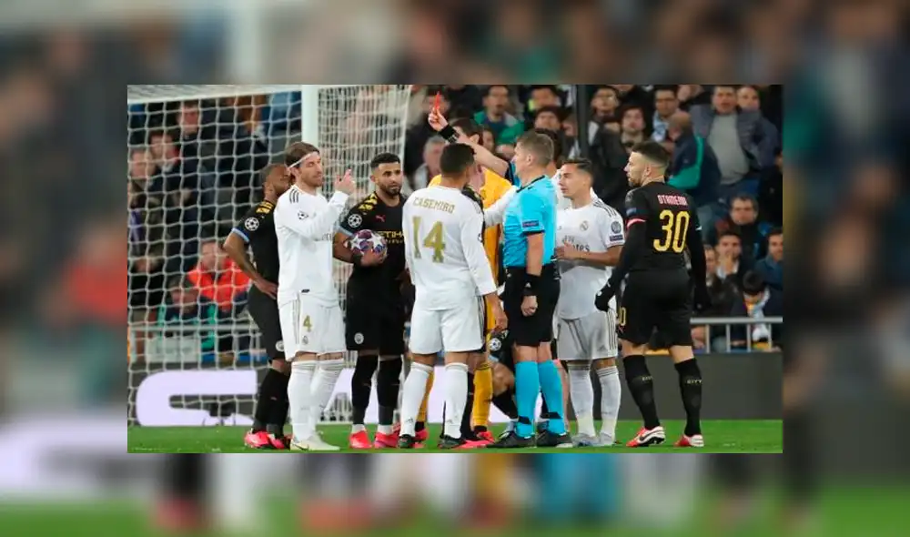 Sergio Ramos vio la roja luego de cortar una clara ocasión de gol para la visita. Pudo ser el tercero del equipo de Guardiola. Foto: Difusión. Sergio Ramos vio la roja luego de cortar una clara ocasión de gol para la visita. Pudo ser el tercero del equipo de Guardiola. Foto: Difusión.