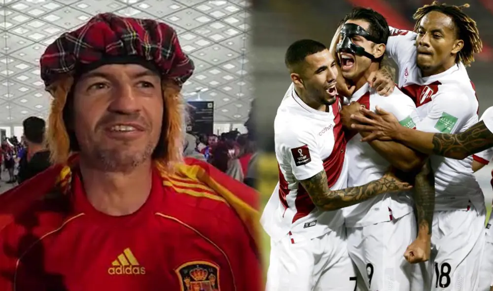 El hincha española dijo que Perú y España hubieran podido jugar un buen partido en Qatar 2022. Foto: composición EFE/captura de video Carlos Salinas/Líbero El hincha española dijo que Perú y España hubieran podido jugar un buen partido en Qatar 2022. Foto: composición EFE/captura de video Carlos Salinas/Líbero