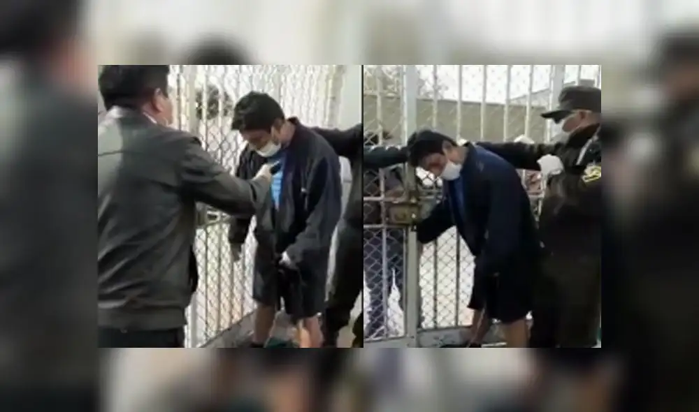 Paciente amenazó a vigilantes para salir del Hospital de EsSalud de Ica. Créditos: Captura América.