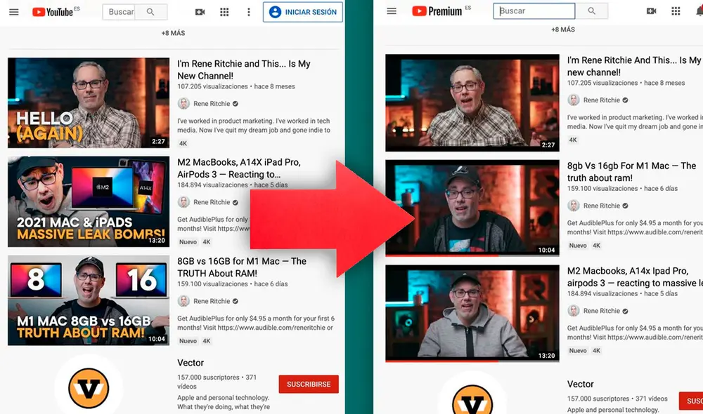Muchos rechazan la peculiar estrategia de algunos youtubers de exagerar gestos en las miniaturas de sus videos para obtener vistas. Para los que no lo soportan, ya hay una herramienta que se encarga de borrarlas. Foto: Genbeta