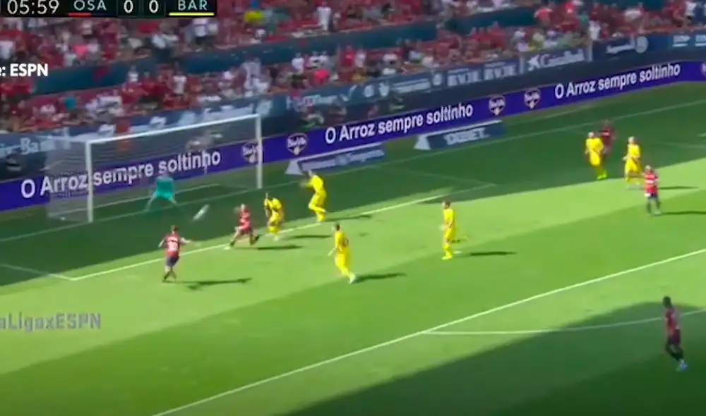 El centrocampista del Osasuna Roberto Torres puso el primero del partido ante el Barcelona, gracias a una soberbia volea que venció el pórtico de Marc-André Ter Stegen. El centrocampista del Osasuna Roberto Torres puso el primero del partido ante el Barcelona, gracias a una soberbia volea que venció el pórtico de Marc-André Ter Stegen.