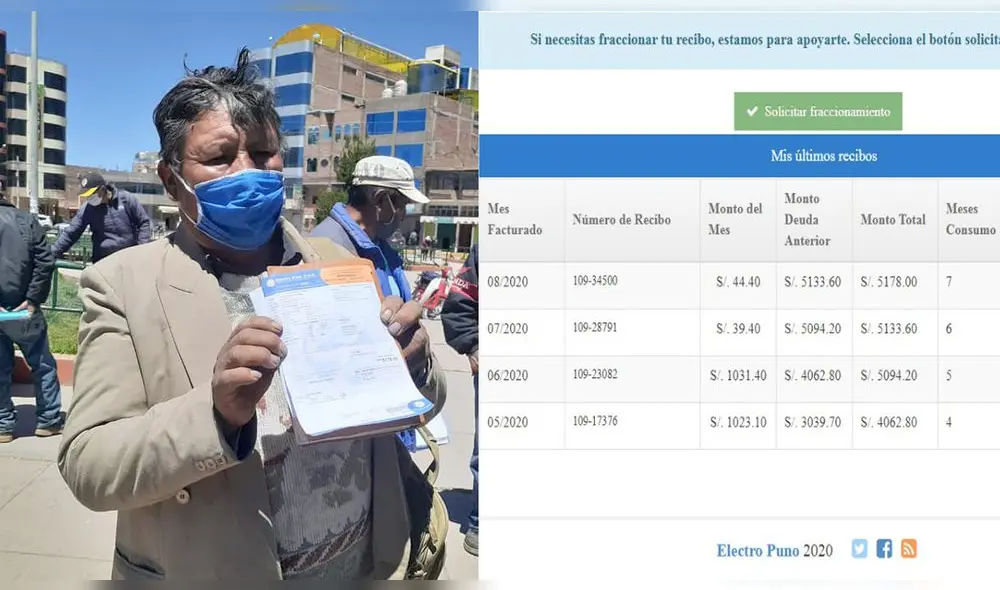 Reclamo. Comparación en su recibos demuestra los excesivos cobros. Foto: Composición - Facebook y La República Reclamo. Comparación en su recibos demuestra los excesivos cobros. Foto: Composición - Facebook y La República