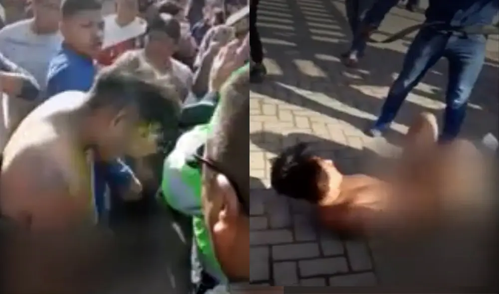 En el vídeo se muestra como los vecinos se unen para capturar a los ladrones. Foto: Captura. En el vídeo se muestra como los vecinos se unen para capturar a los ladrones. Foto: Captura.