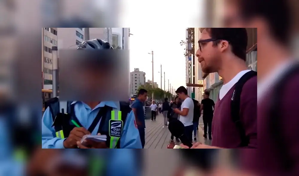 YouTube viral: sereno de San Isidro impide que youtuber peruano coloque 'estrellitas' a transeúntes [VIDEO]
