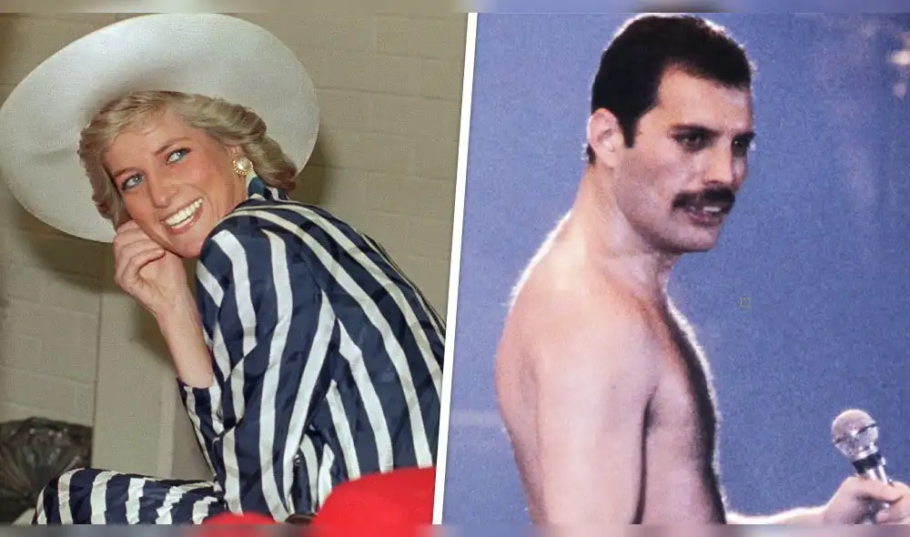 Freddie Mercury y Lady Di. Fotos: Agencia AFP.