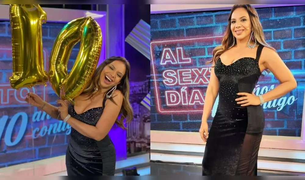 Mónica Cabrejos luce elegante vestido negro en las celebraciones por los 10 años del programa Al sexto día. | FOTO: Instagram de Mónica Cabrejos. Mónica Cabrejos luce elegante vestido negro en las celebraciones por los 10 años del programa Al sexto día. | FOTO: Instagram de Mónica Cabrejos.