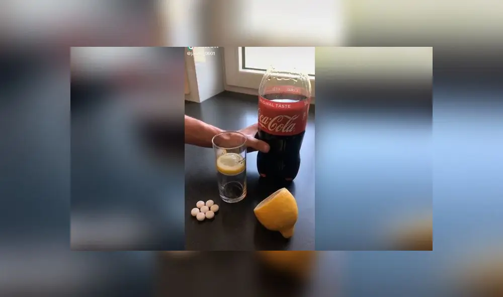 Desliza las imágenes para ver el increíble resultado de este experimento casero en que se juntaron Mentos con Coca Cola. Foto: TikTok Desliza las imágenes para ver el increíble resultado de este experimento casero en que se juntaron Mentos con Coca Cola. Foto: TikTok