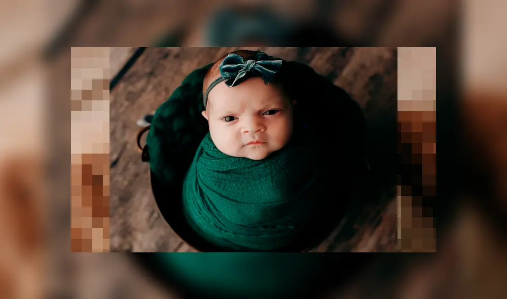 Bebé recién nacida realiza graciosos gestos de ‘molestia’ durante sesión fotográfica [FOTOS]