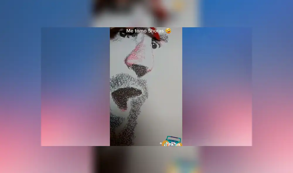 Desliza las imágenes para ver el increíble proceso que utilizó este joven para dibujar Lionel Messi. Fotocapturas: Carlos Idrogo Duarezes /TikTok