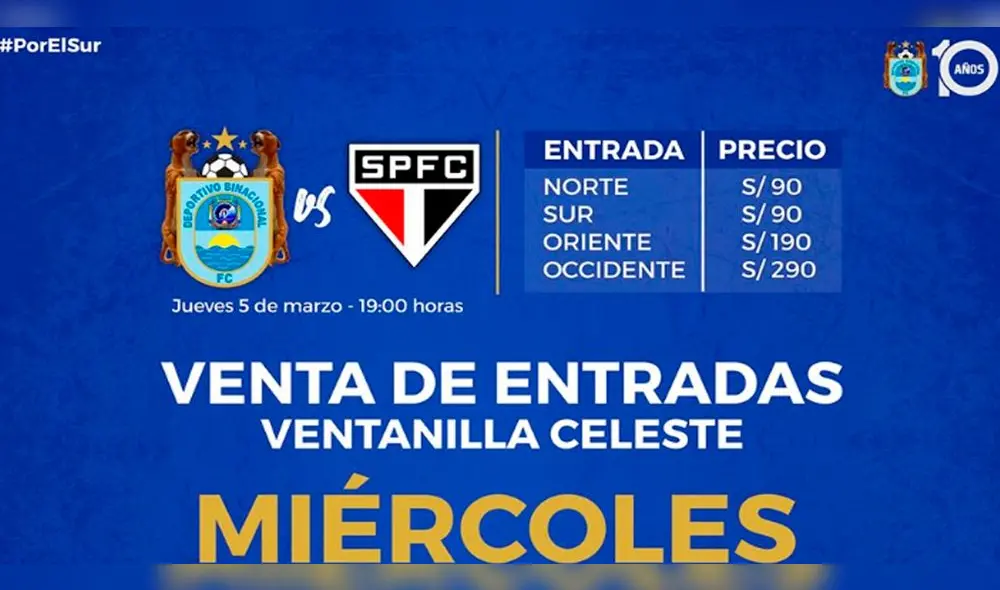 Binacional: Polémica por “excesivo” precio de entradas ante Sao Paulo por la Copa Libertadores   