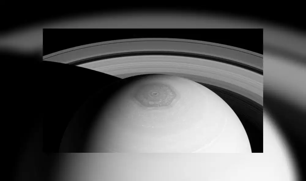 Hexágono de Saturno. Foto: NASA.