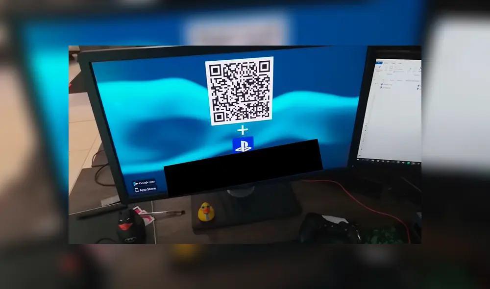 Al final del arranque de PlayStation 5 se muestra un código QR y los logos de Play Store y App Store.