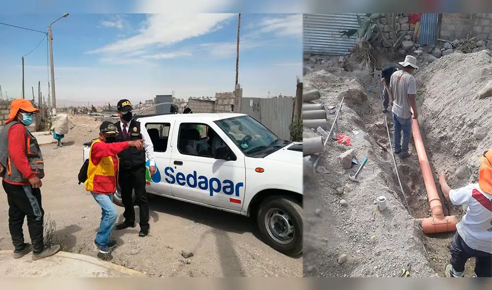 Ambos fueron sorprendidos cuando instalaban conexiones clandestinas en un almacén. Foto: Sedapar. Ambos fueron sorprendidos cuando instalaban conexiones clandestinas en un almacén. Foto: Sedapar.