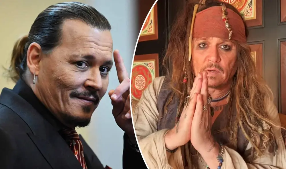 Johnny Depp volvió a ser Jack Sparrow para un fanático enfermo, pero esta vez se puso toda la vestimenta del personaje de "Piratas del caribe". Foto: composición/AFP/Kraken The Box/Youtube
