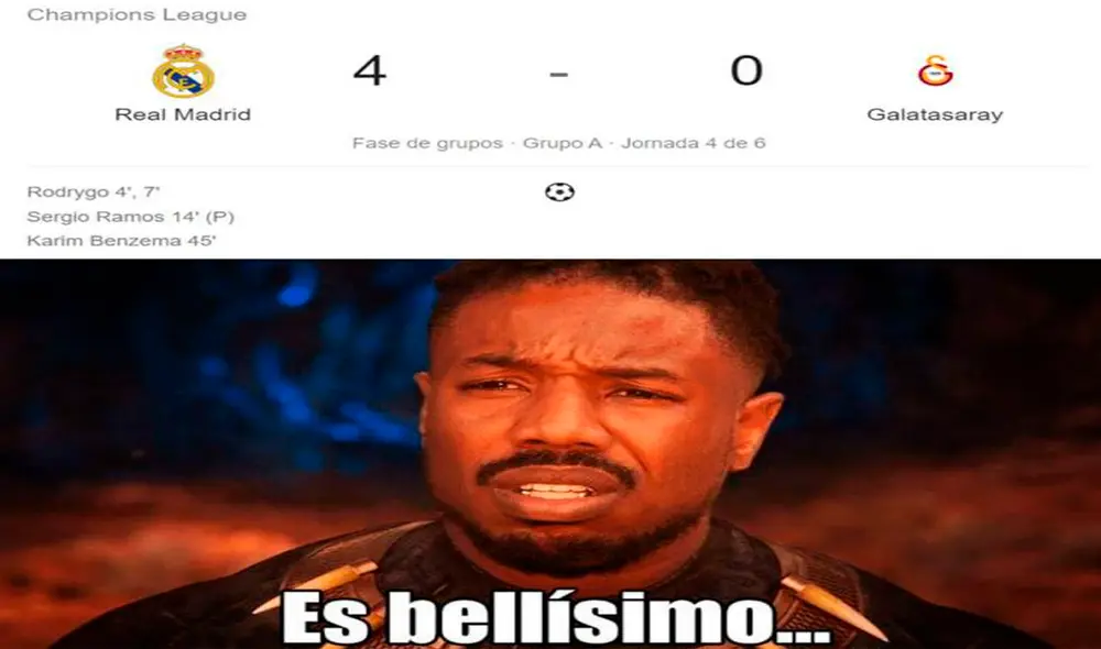 Las redes sociales se han manifestado con hilarantes memes tras la aplastante victoria del Real Madrid sobre el Galatasaray 6-0 por Champions League.