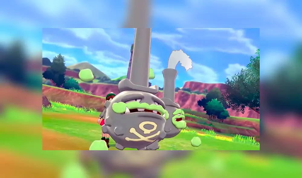 Weezing en su forma Galar dentro de Pokémon Escudo y Espada.