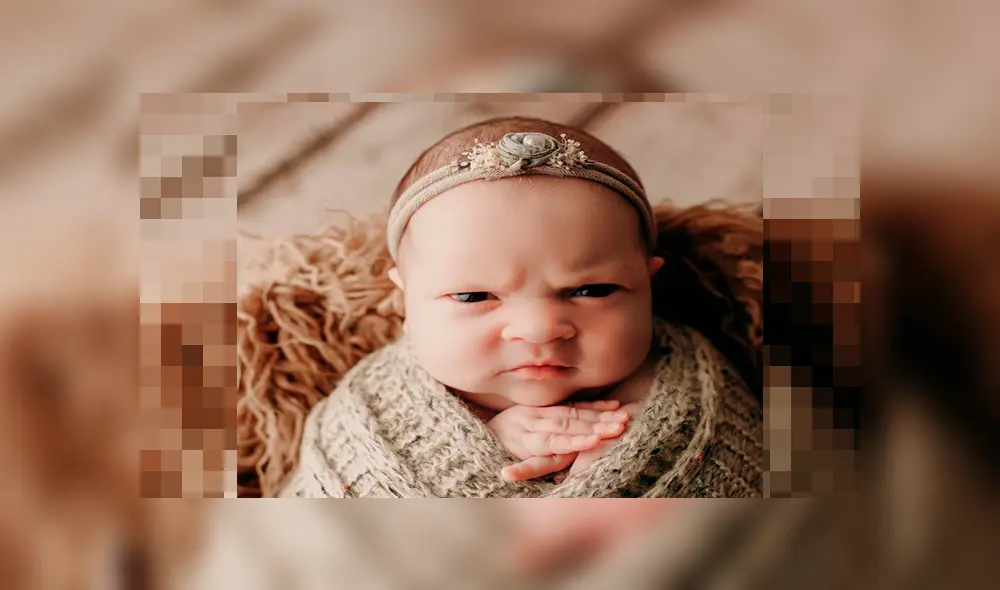 Bebé recién nacida realiza graciosos gestos de ‘molestia’ durante sesión fotográfica [FOTOS]