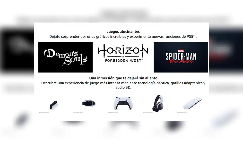 Amazon alista las reservas de PS5, accesorios y juegos de la consola. Foto: Amazon.