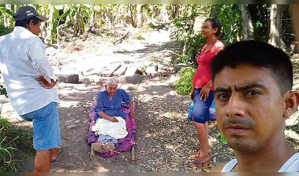 Bagua. Familiares de Julia Idrogo la trasladan en camilla de palos.