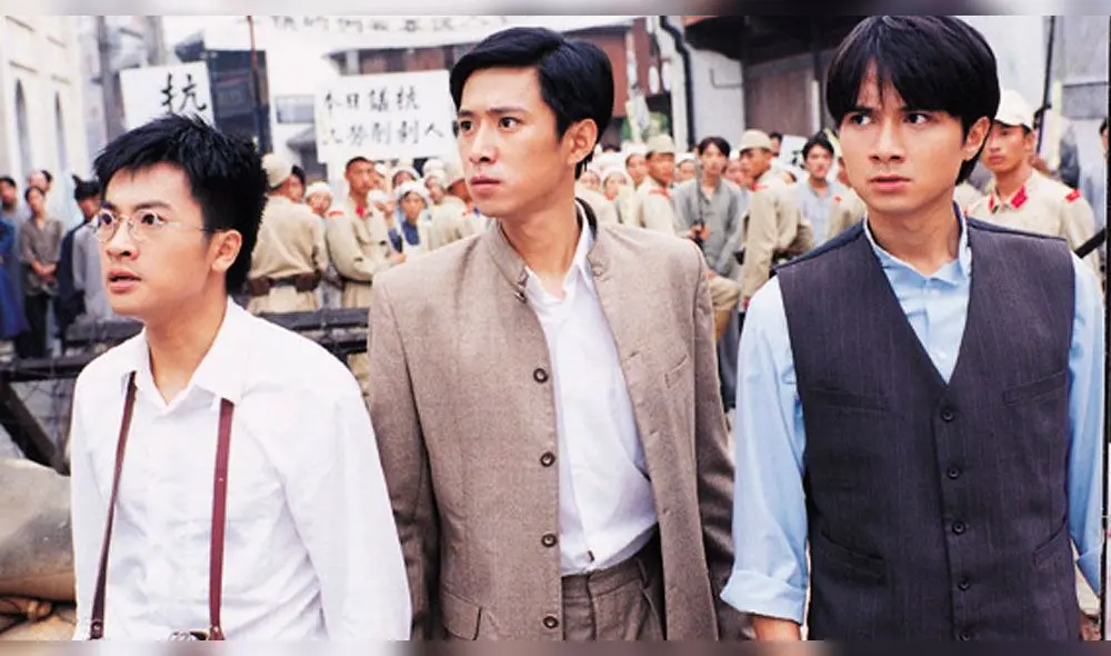 Xin Gao , Leo Ku y Alec Su en una escena de la película Qing shen shen yu meng meng (2001).