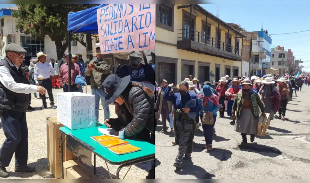 Ciudadanos de Juliaca apoyan colecta solidaria para solventar viaje a Lima y continúan con marchas. Foto: Kleber Sanchez/URPI-LR
