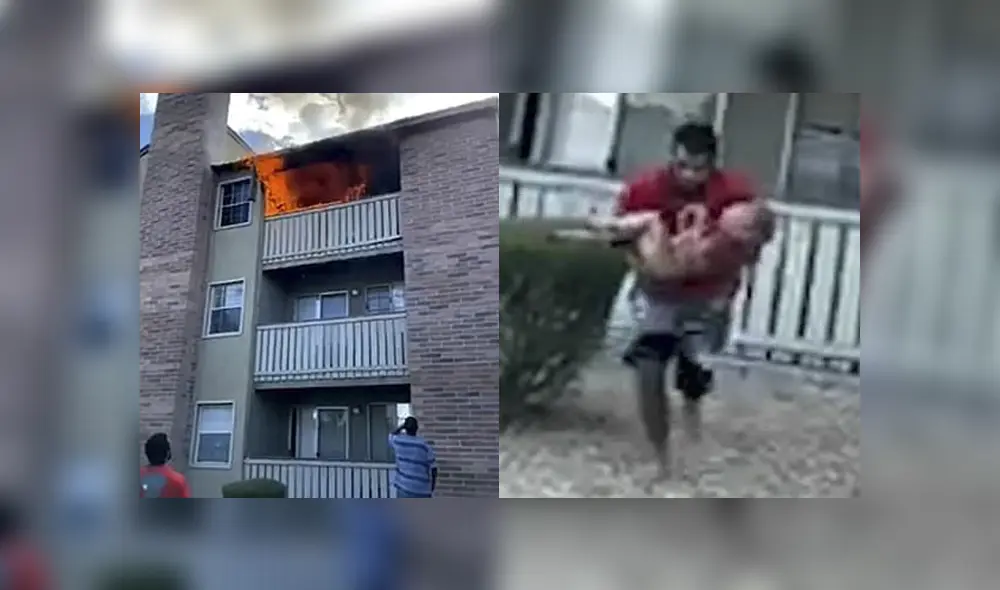 El fuego se había extendido por todo el departamento cuando el pequeño fue arrojado. Foto: captura El fuego se había extendido por todo el departamento cuando el pequeño fue arrojado. Foto: captura