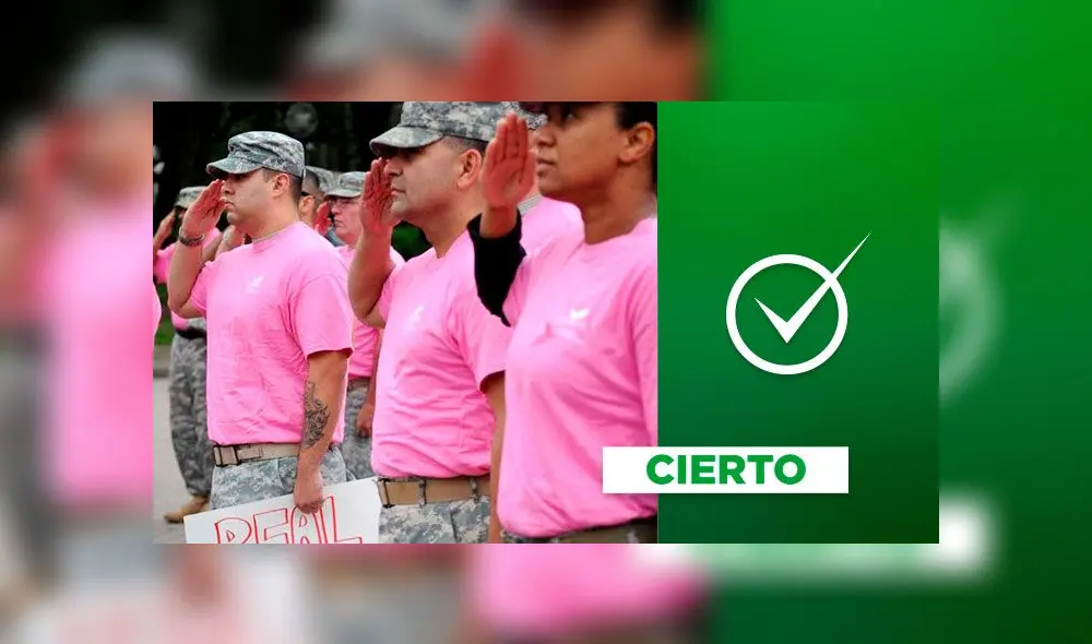 Militares de Estados Unidos usaron un polo rosado en apoyo a una campaña contra el cáncer en Stamford. Composición. Militares de Estados Unidos usaron un polo rosado en apoyo a una campaña contra el cáncer en Stamford. Composición.
