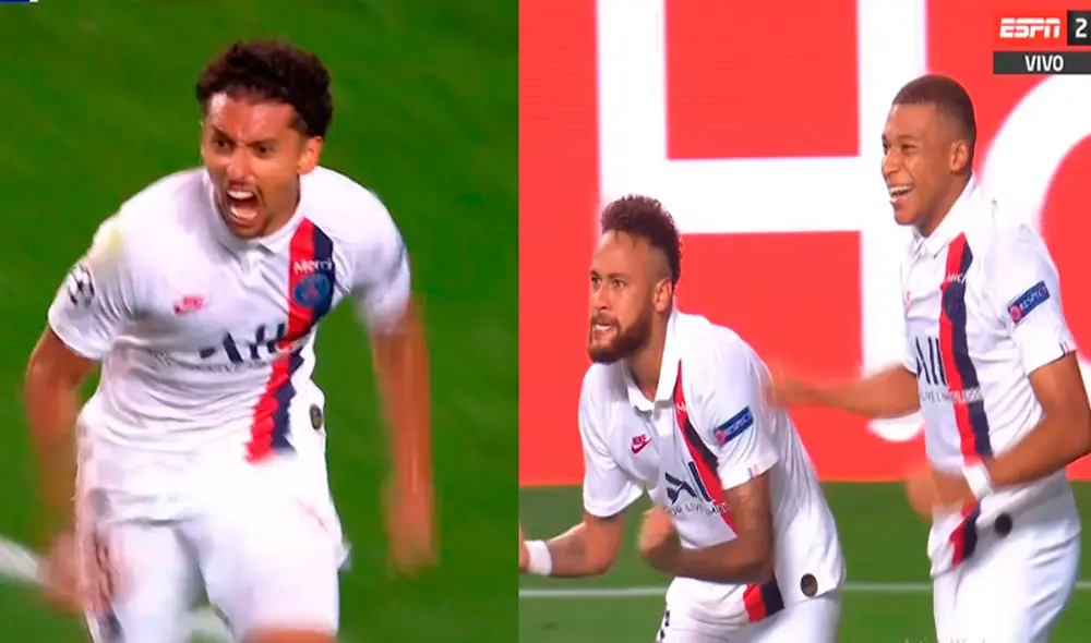 Marquinhos y Maxim Choupo-Moting le dieron al Atalanta y clasificaron al PSG a las semifinales de Champions League. | Foto: ESPN 2