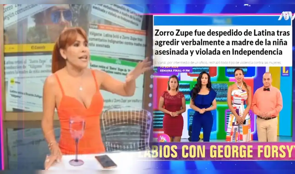 Magaly Medina aplaude despido de 'Zorro Zupe' tras comentarios sobre caso de la niña Camilita. (Foto: Captura ATV)
