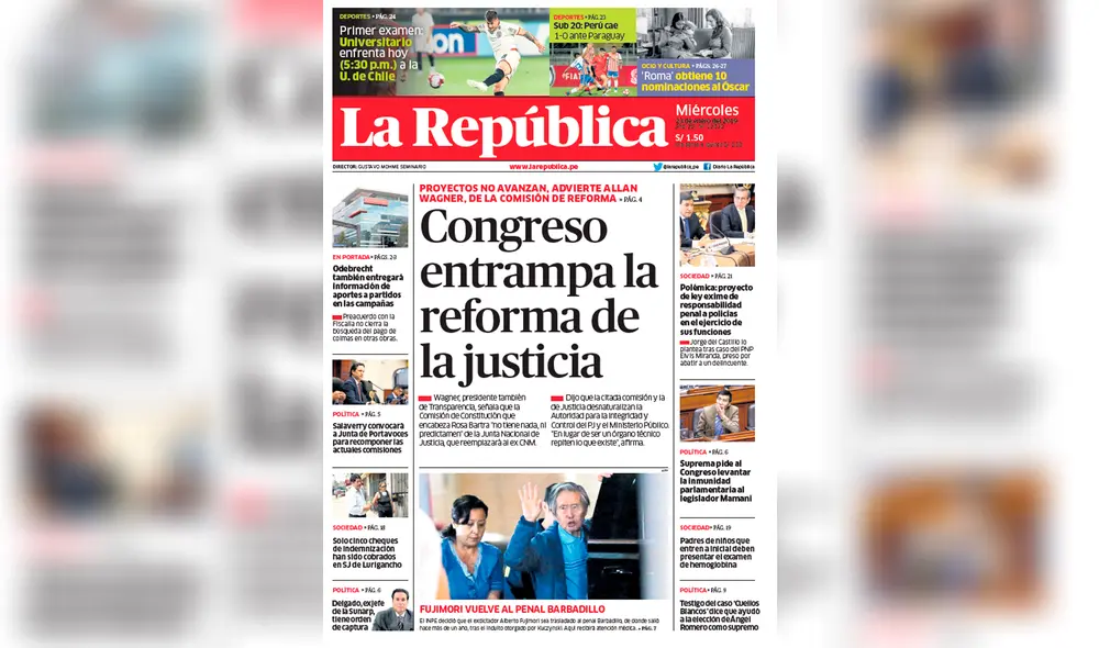 Noticias de hoy 23 de enero del 2019 en la portada de la República Noticias de hoy 23 de enero del 2019 en la portada de la República