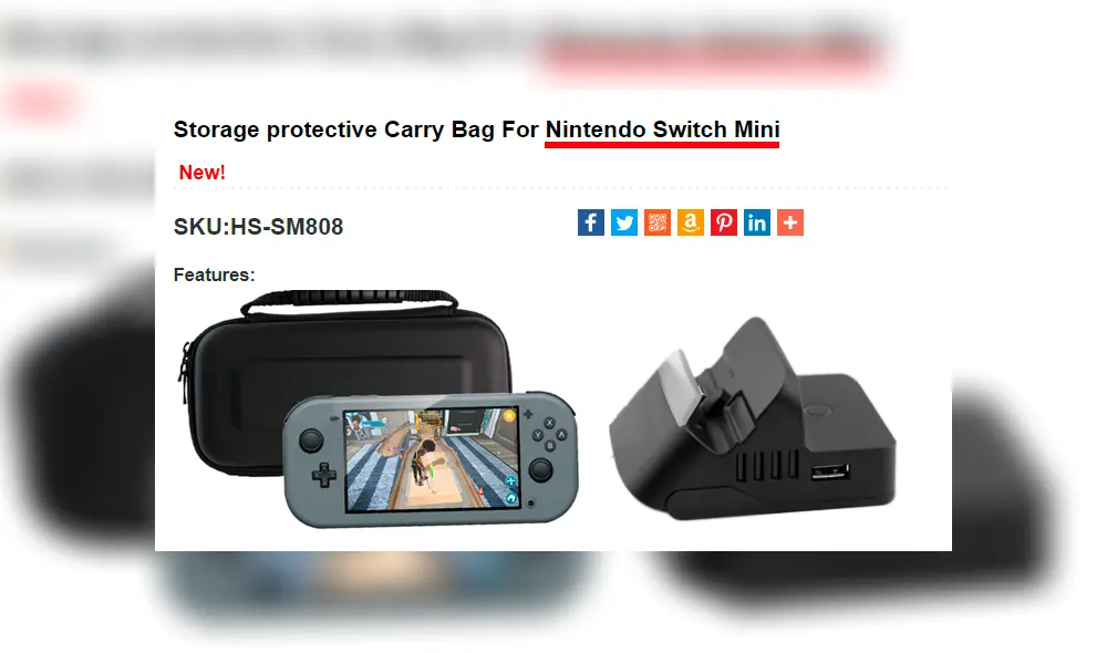 'Nintendo Switch Mini' revelada en tienda de accesorios HonSon.