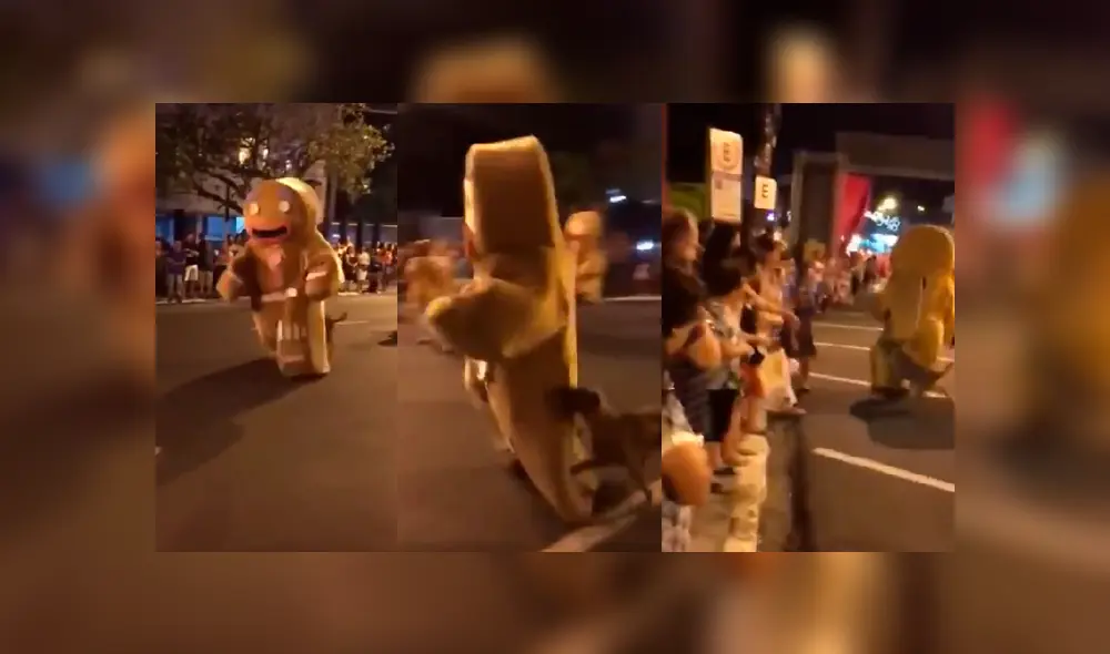Video es viral en YouTube. El sujeto estaba participaba de un pasacalle junto a otros hombres vestidos de la famosa galletita de jengibre y fue sorprendido por el can Video es viral en YouTube. El sujeto estaba participaba de un pasacalle junto a otros hombres vestidos de la famosa galletita de jengibre y fue sorprendido por el can