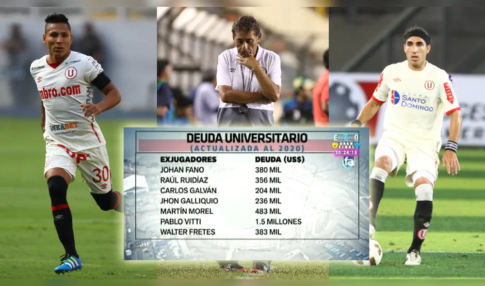 Desde Raúl Ruidíaz hasta Pablo Vitti: la cuantiosa deuda de Universitario con sus exjugadores. Desde Raúl Ruidíaz hasta Pablo Vitti: la cuantiosa deuda de Universitario con sus exjugadores.