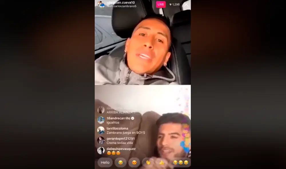 Christian Cueva y Carlos Zambrano, integrantes de la selección peruana, tuvieron una peculiar videollamada vía Instagram.