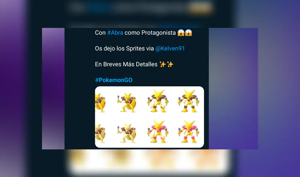 Sprites filtrados de Abra y sus versiones shiny.