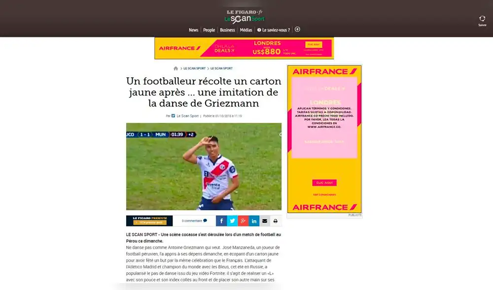 ¡Dio la vuelta al mundo! Celebración de Manzaneda a lo Griezmann fue noticia internacional 