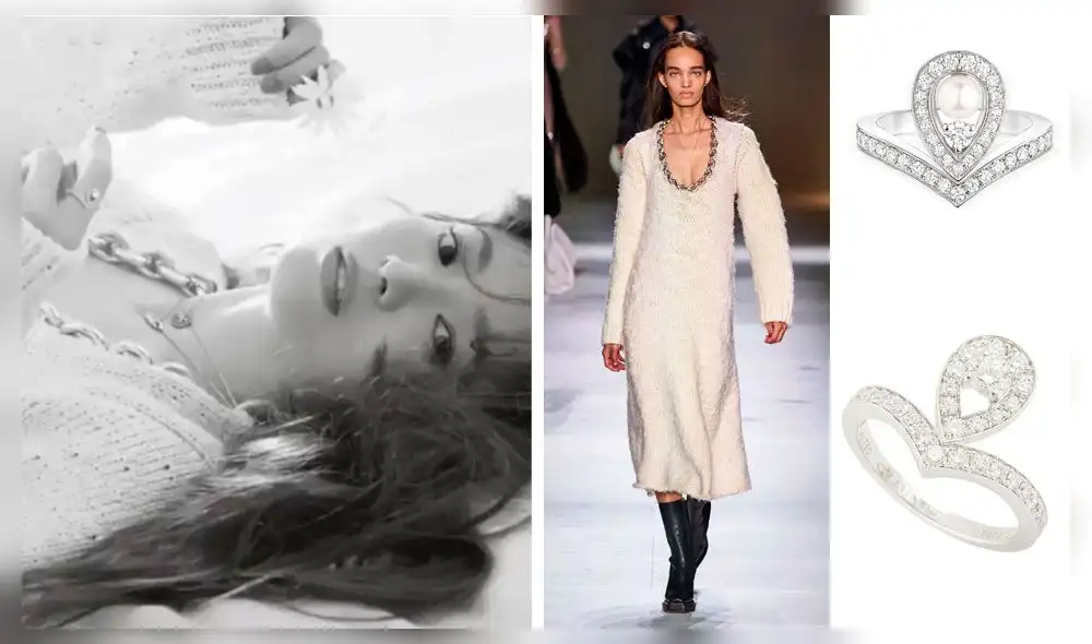 Song Hye Kyo luce un vestido de la colección fall 2020 ready-to-wear de Bottega Veneta. En su mano lleva un anillo Joséphine Aigrette de oro blanco, diamantes y perla de Chaumet