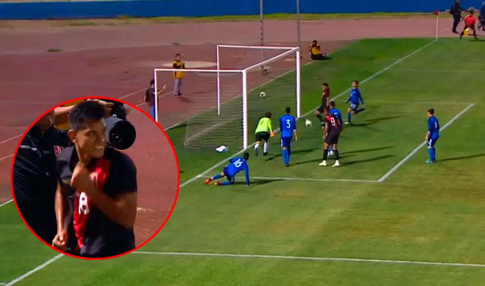 José Rivera marcó el primer gol de la selección peruana sub-23 en el amistoso contra El Salvador. | Foto: Movistar Deportes