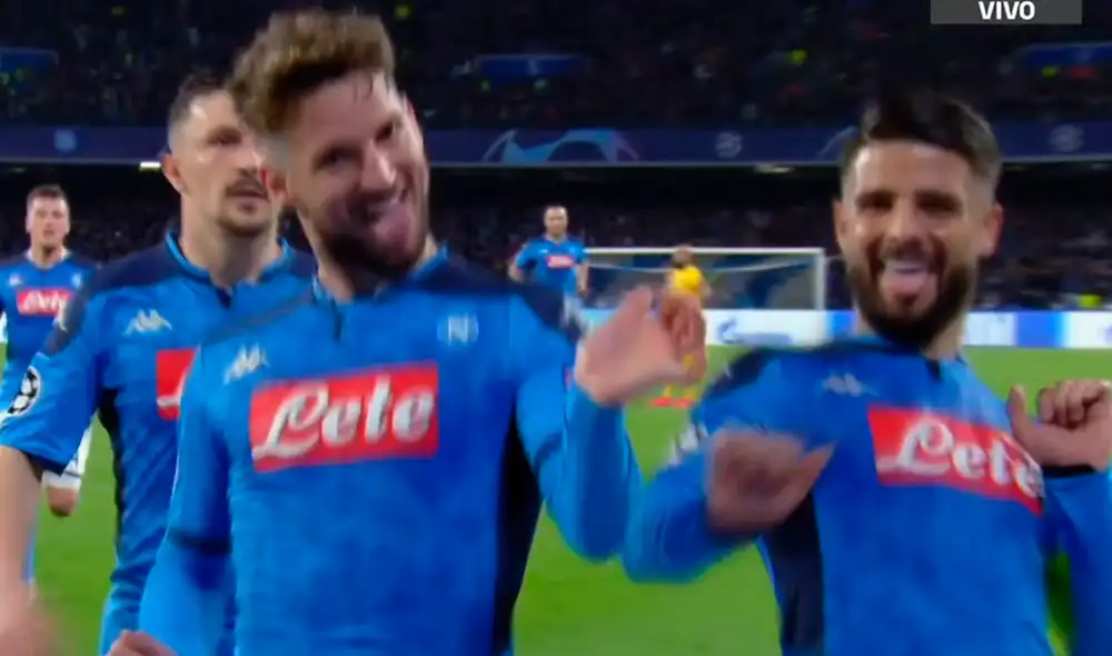 Mertens anotó un golazo y pone en ventaja al Napoli sobre el FC Barcelona en la ida de los octavos de final de la Champions League. | Foto: ESPN 2