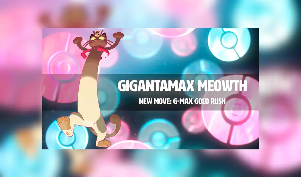 Meowth forma Gigamax en Pokémon Escudo y Espada.