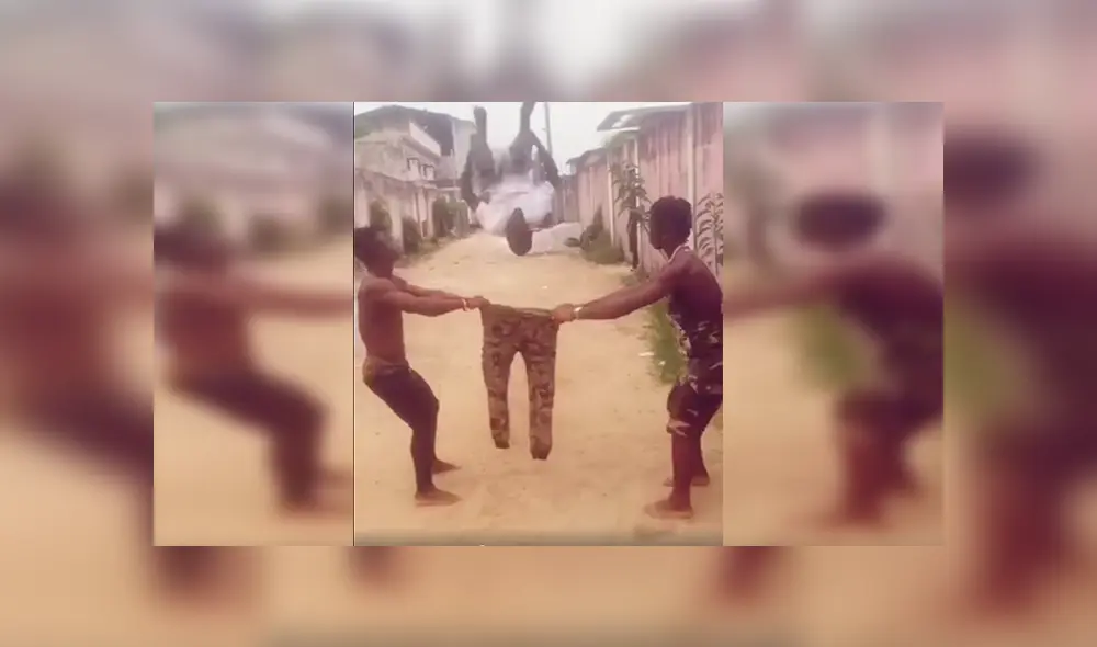 En Facebook, un chico aplicó arriesgadas piruetas para ponerse de forma rápida un pantalón. En Facebook, un chico aplicó arriesgadas piruetas para ponerse de forma rápida un pantalón.