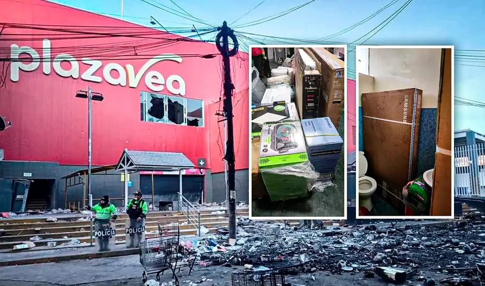 Varios bienes que previamente fueron saqueados de Plaza Vea fueron encontrados en oficina de teniente PNP Irene Mamani. Foto: composición Gerson Cardoso | Portal Universitario Puno